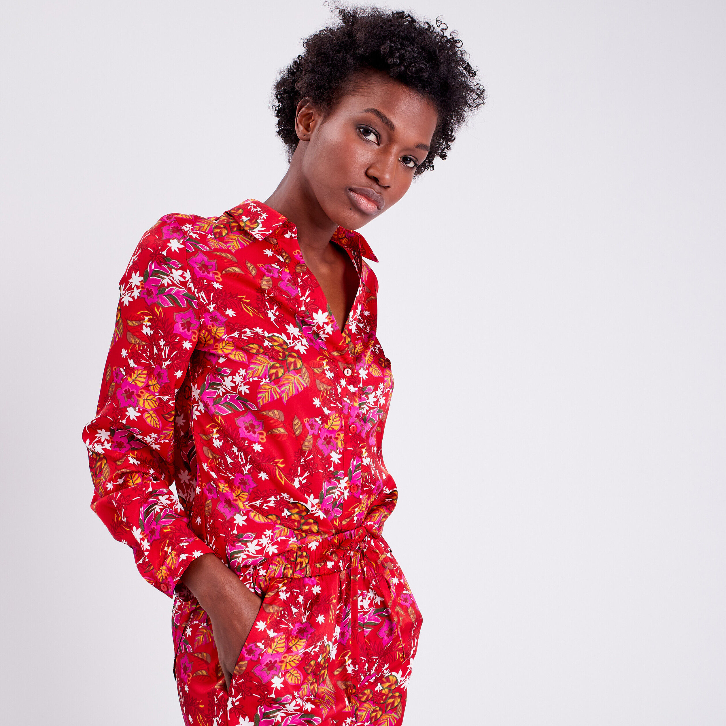 Chemise manches longues rouge femme | Cache Cache