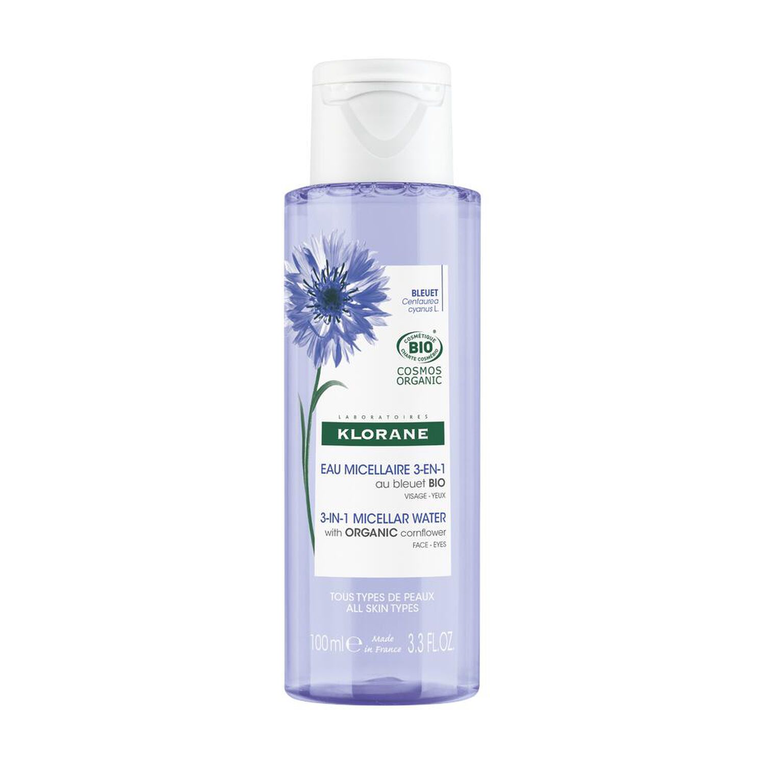 Klorane Bleuet Bio Eau Micellaire Visage - Yeux - Lèvres