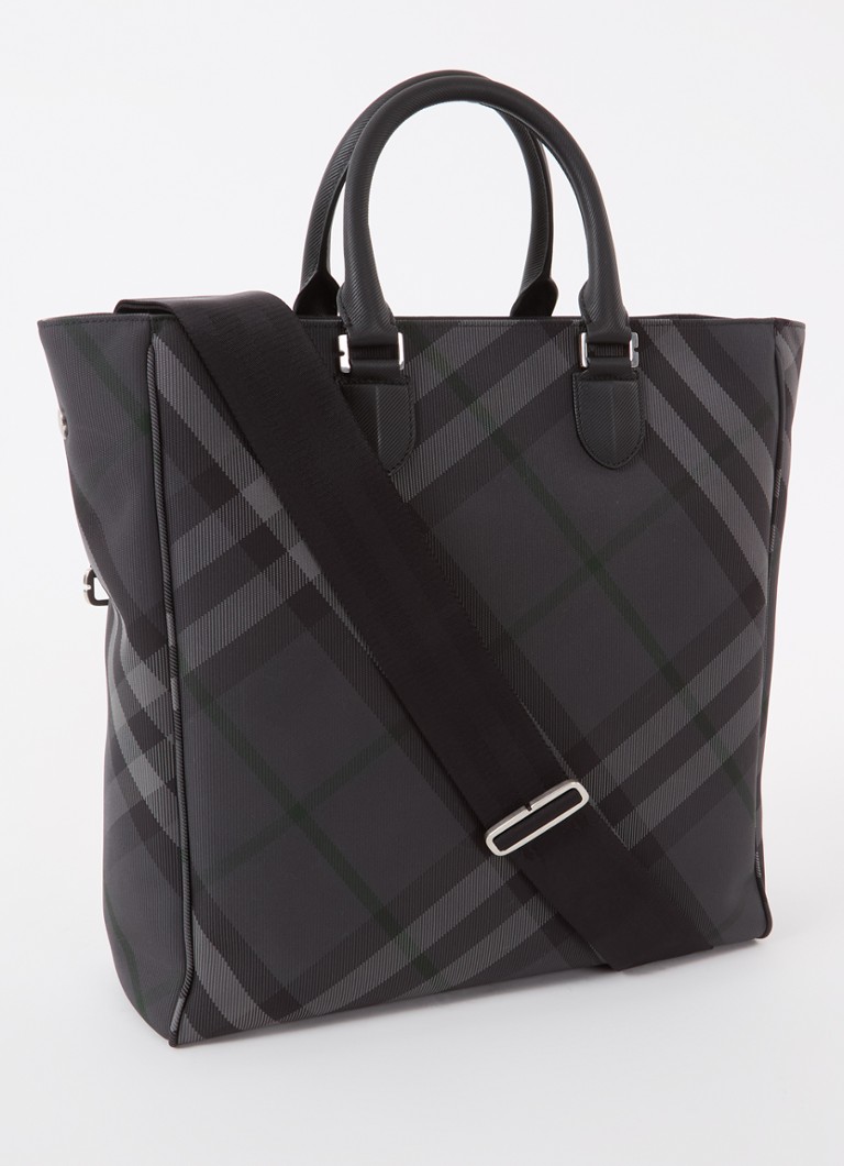 Torebka Burberry Grid z nadrukiem w kratkę i detalami ze skóry cielęcej.