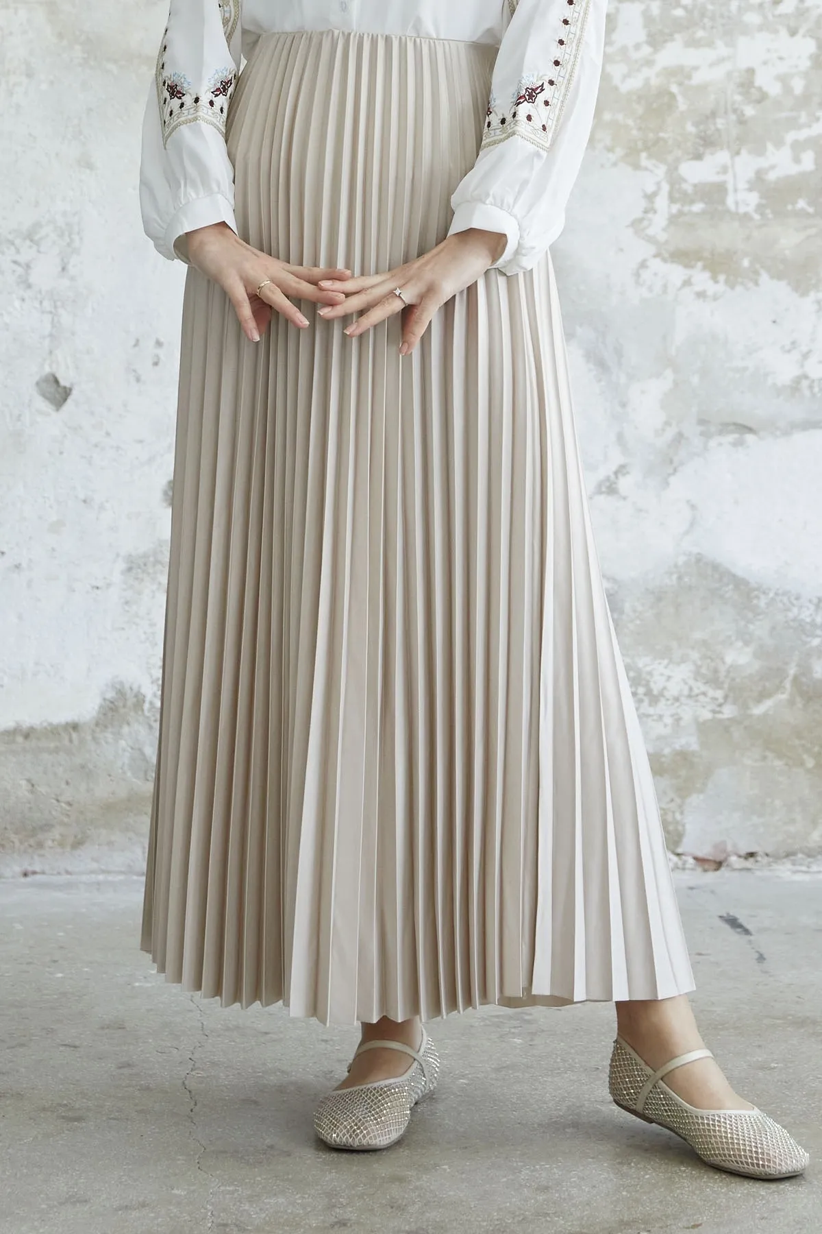 InStyle  Enger Faltenrock – Beige