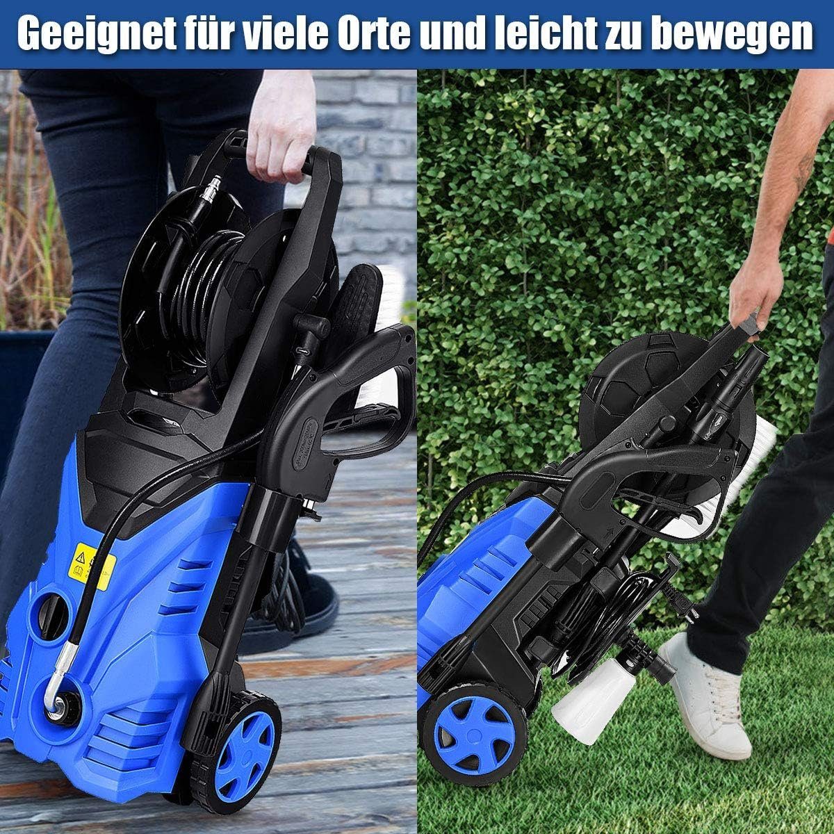 KOMFOTTEU Dampfreiniger Hochdruckreiniger, 105 Bar, 5.0L/min, mit 5m Kabel