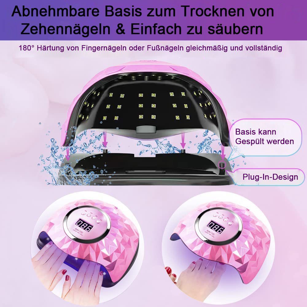 iceagle Lichthärtungsgerät Nageltrockner Lampe, 220W LED UV Nagellampe mit Sensor LCD Display, 220W, 60 Lichter, 4 Timer-Einstellungen