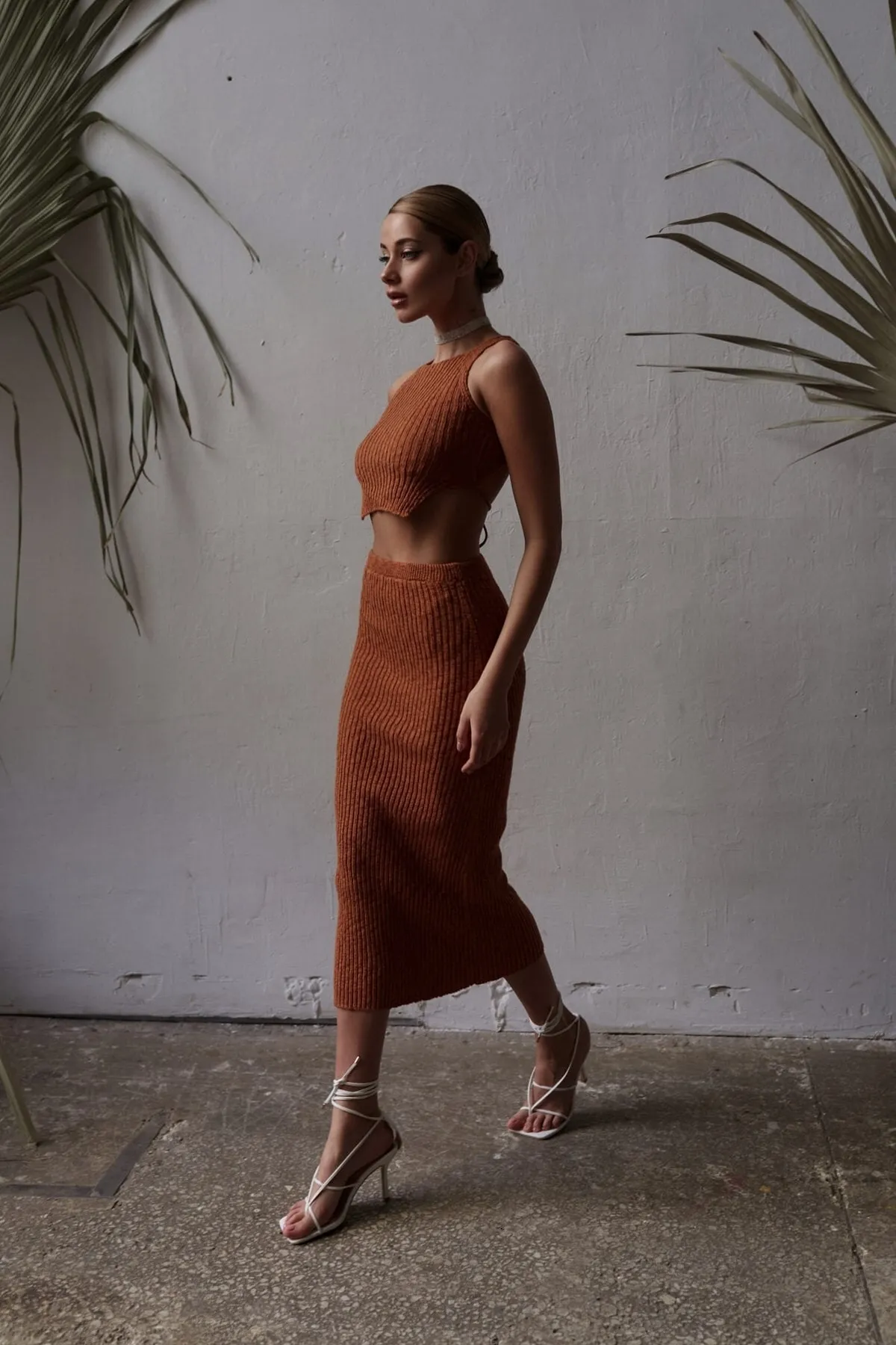 BOHEMAİ  Cris Cinnamon Crop-Rock-Strickwaren-Set