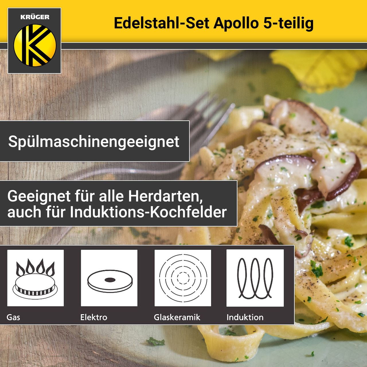 Karl Krüger Edelstahltopfset APOLLO, 5 tlg.