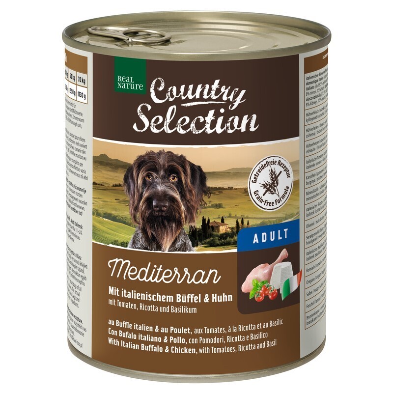 REAL NATURE Hundenassfutter REAL NATURE Country Selection 6x800g Mediterran mit Büffel & Huhn