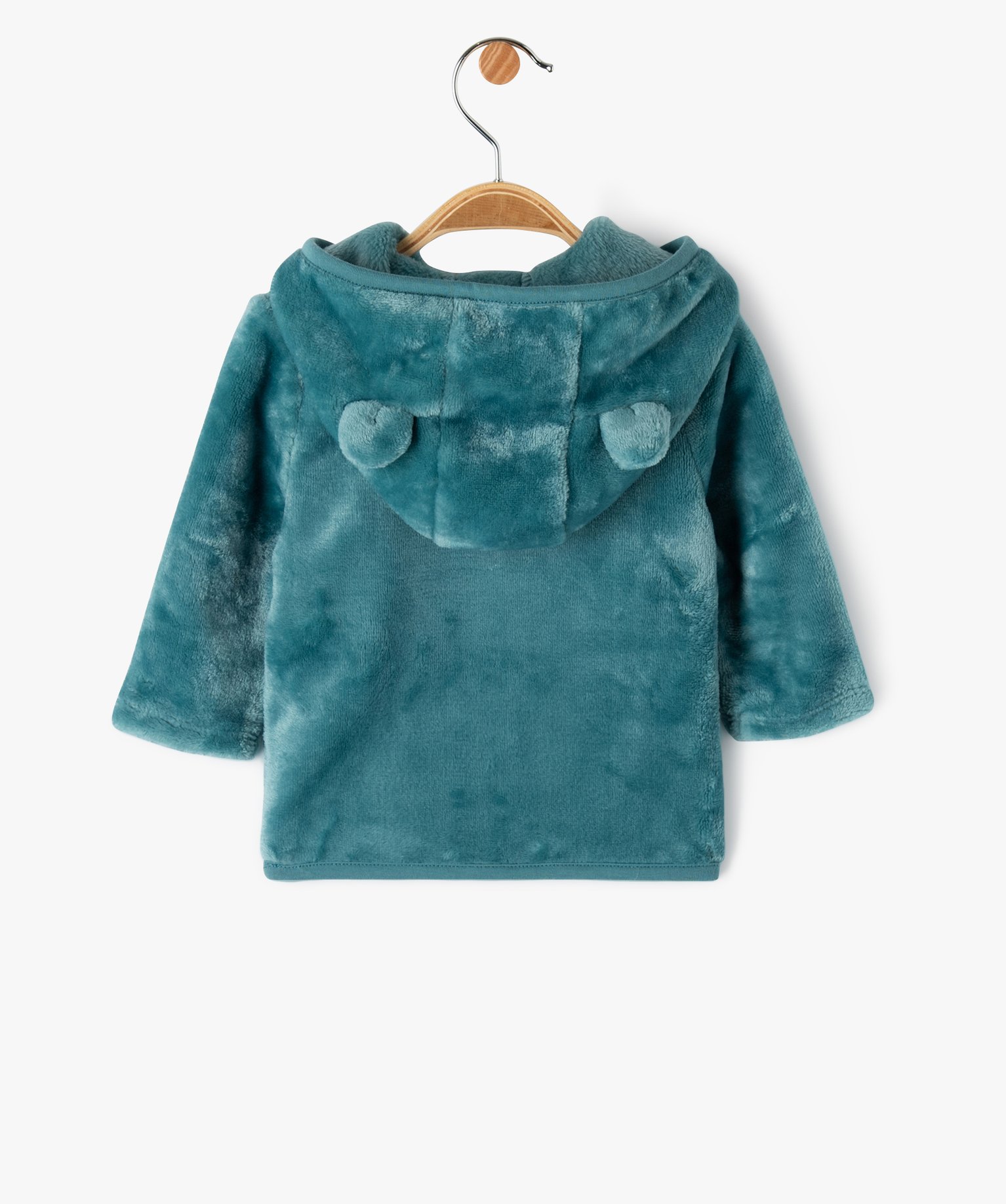 Sweat zippé à capuche en fourrure imitation bébé bleu | GEMO