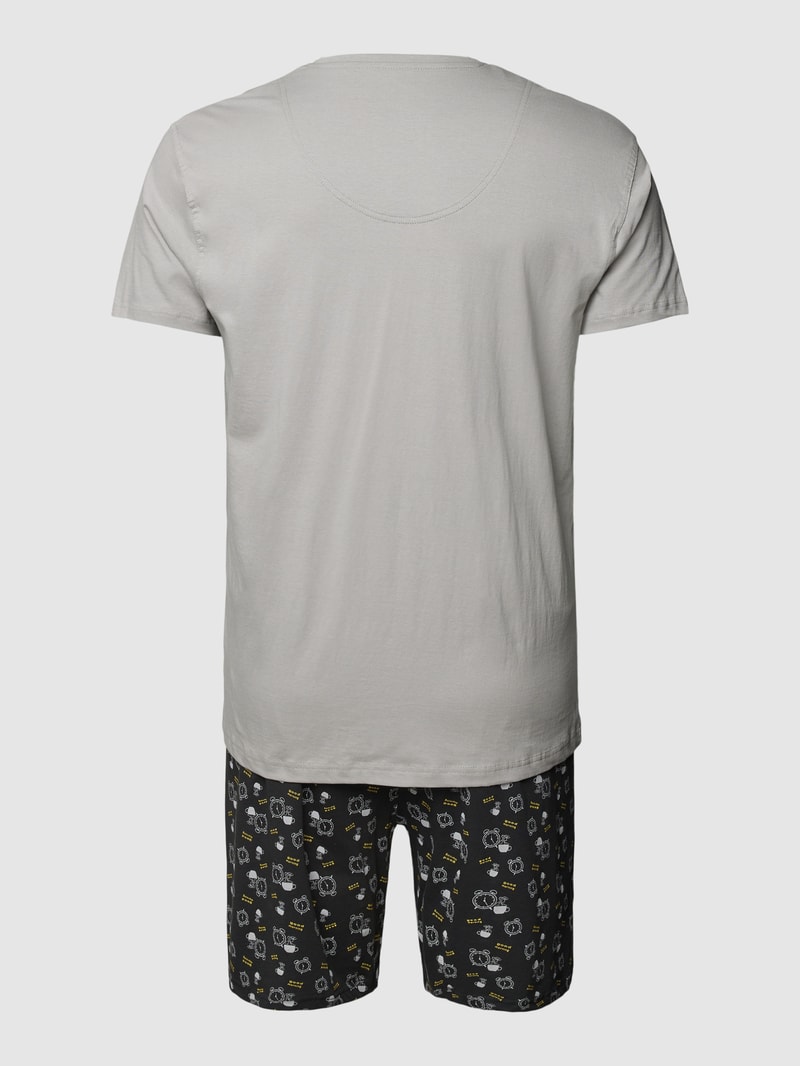 Pyjama mit Allover-Muster Modell 'PURE' in mittelgrau