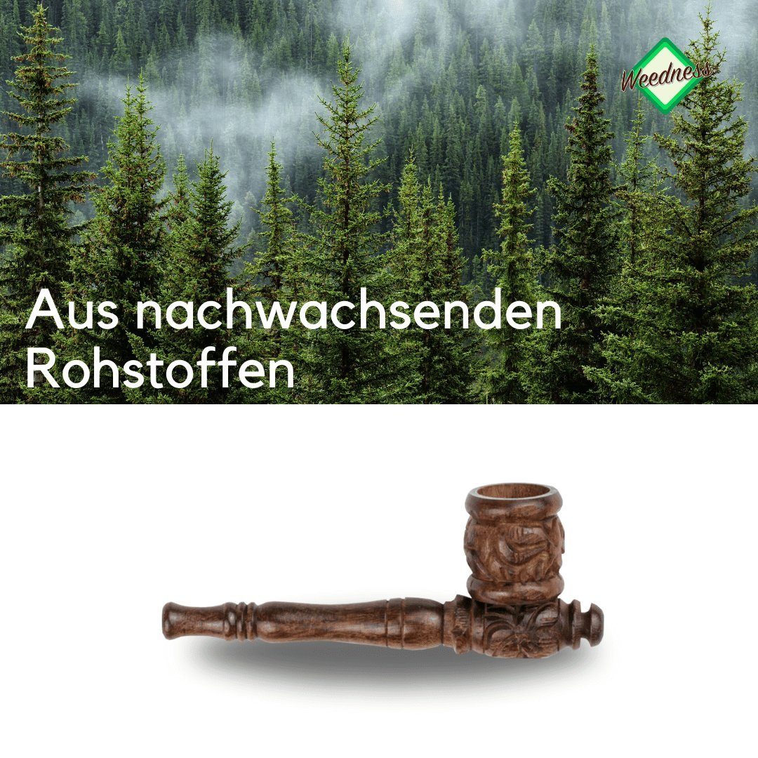Weedness Handpfeife Holz-Pfeife 10 cm aus Ebenholz handgeschnitzt Tabak Pipe