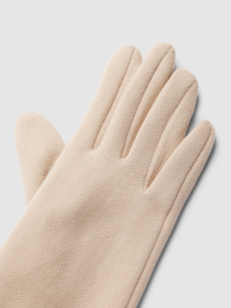 Handschuhe mit Knopfverschluss in beige
