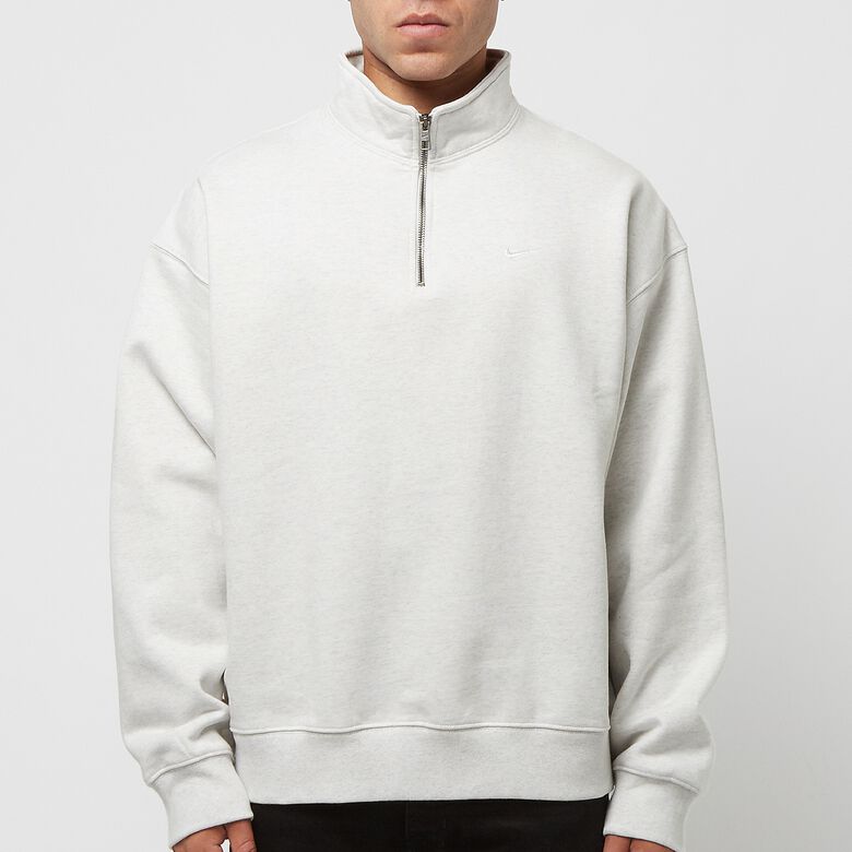 NIKE Solo Swoosh HW BB Quarter Zip Top birch heather/white
