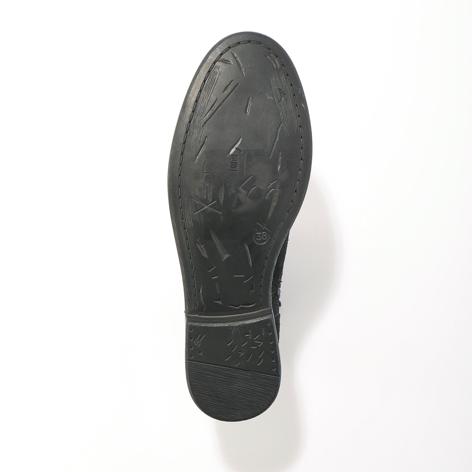 Bottines montantes à lacets, croûte de cuir détails embossés