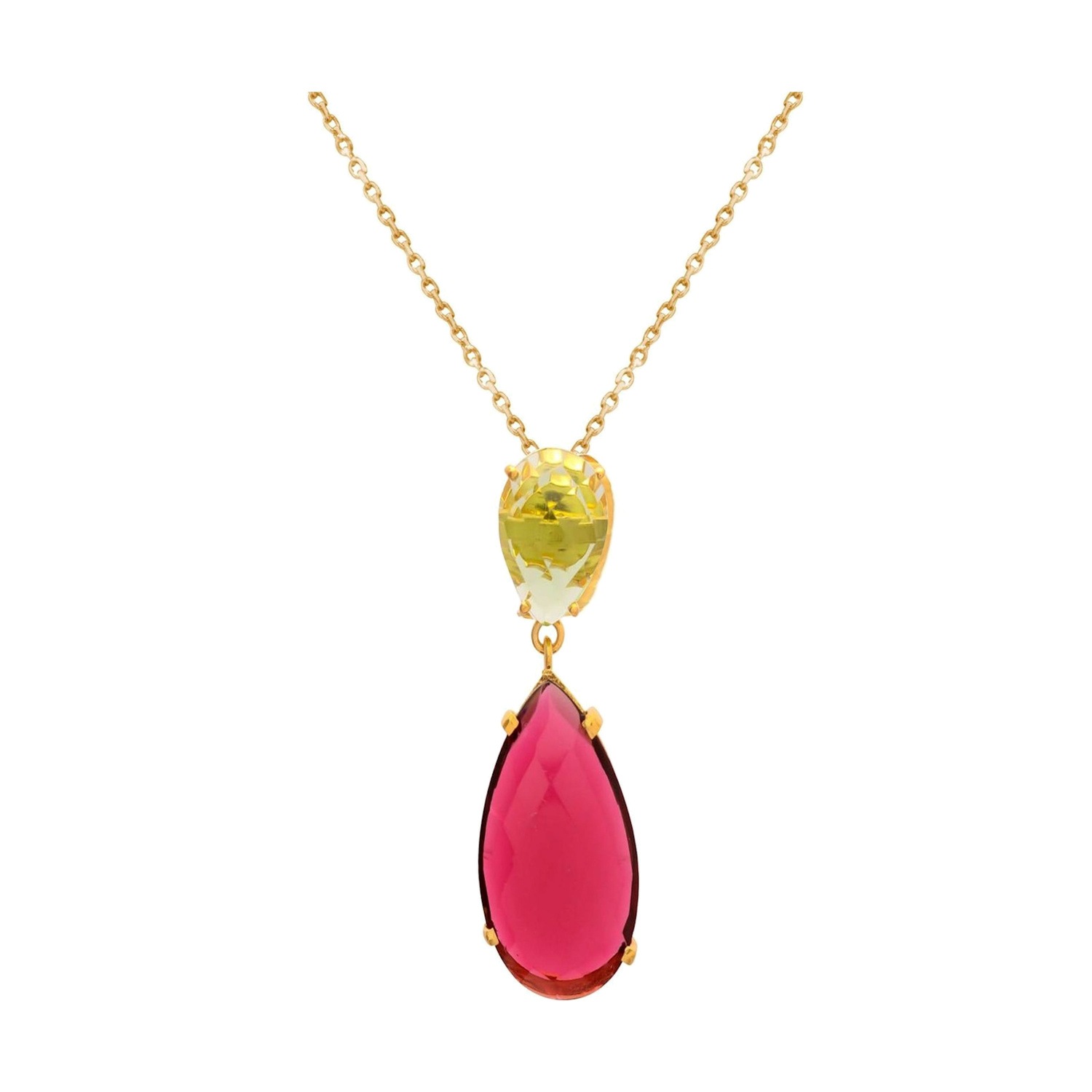 Kette mit Anhänger 'Turmalin Quarz und Citrin Tropfen'