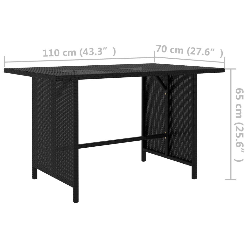 vidaXL Loungesofa Garten-Esstisch Schwarz 110x70x65 cm Poly Rattan, 1 Teile