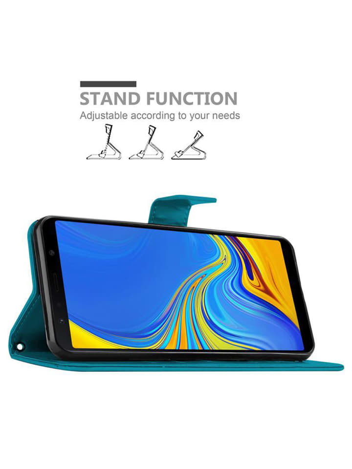 cadorabo Hülle für Samsung Galaxy A7 2018 Blumen Design in FLORAL BLAU günstig kaufen onesize