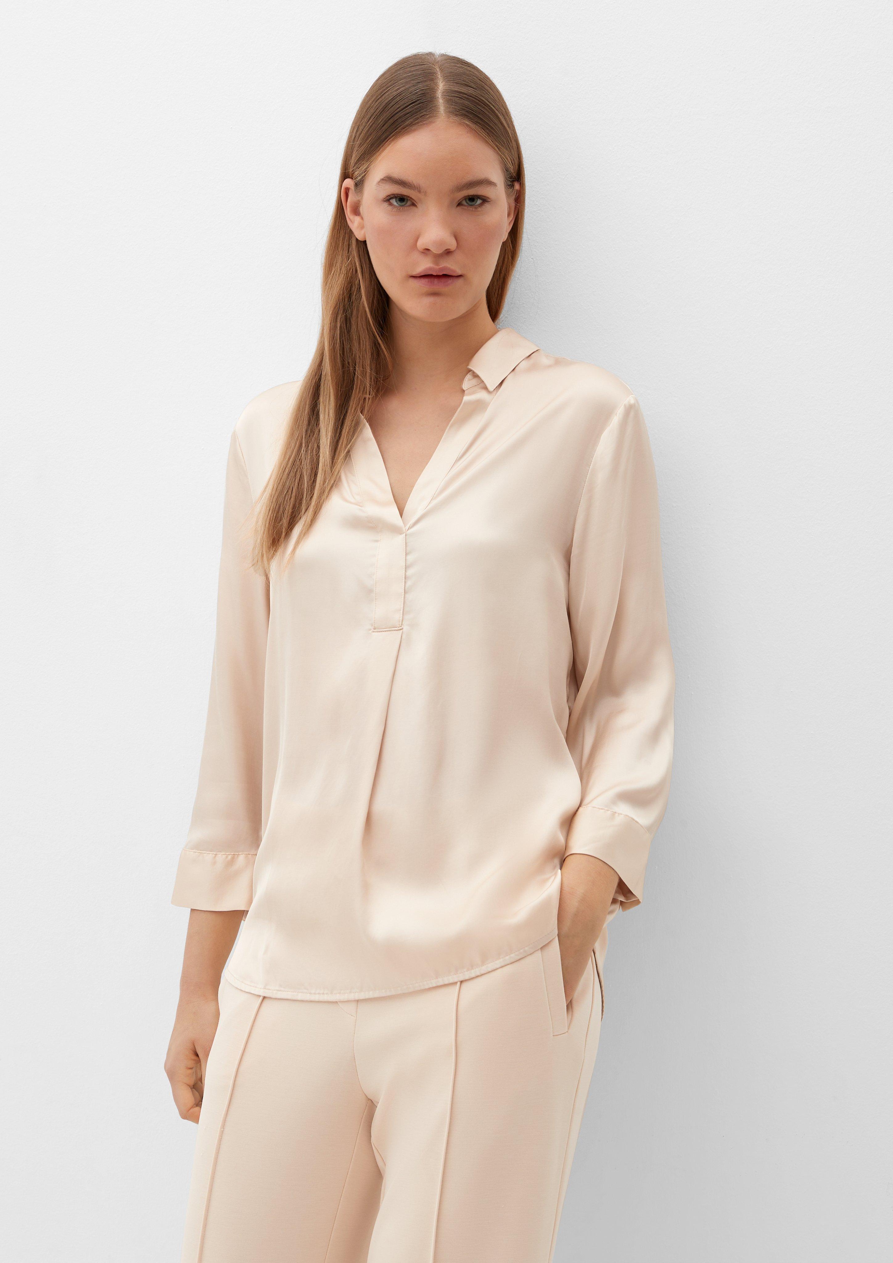 Viskosebluse mit Polokragen  2129232-1027