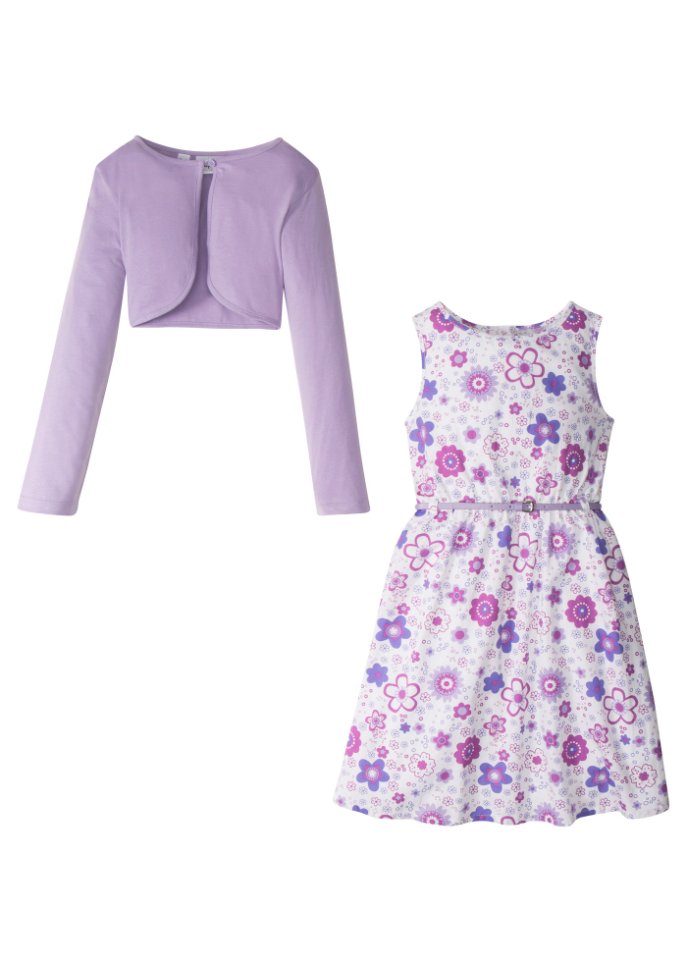 Mädchen Kleid + Gürtel + Bolero (3-tlg. Set)