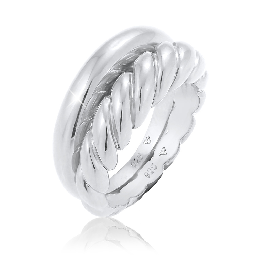Elli PREMIUM Elli PREMIUM Bague Tordu Blogger Tendance Basic Bague Femme - (925/1000) Argent Bague