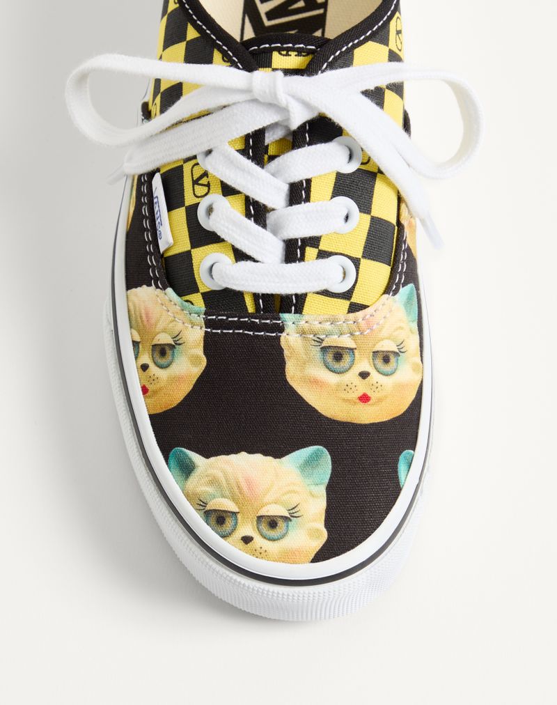Baskets basses Valentino Garavani et Vans en tissu à imprimé damier VLogo et motif Le Chat de la Maison