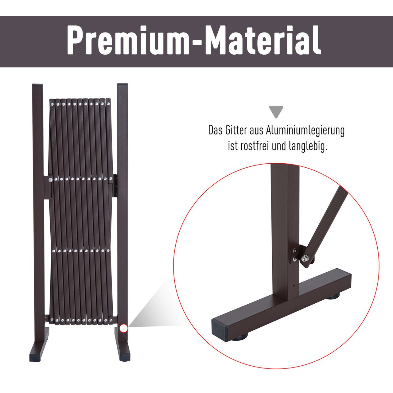 Outsunny Scherengitter Absperrgitter ausziehbar 35-300cm Garten Alu Braun