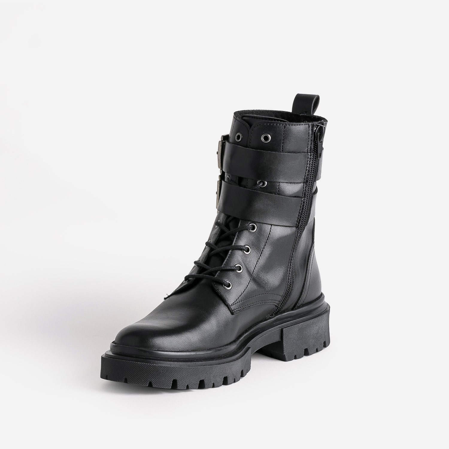 Boots éco-conçu à lacet TEXTO noir avec double boucle