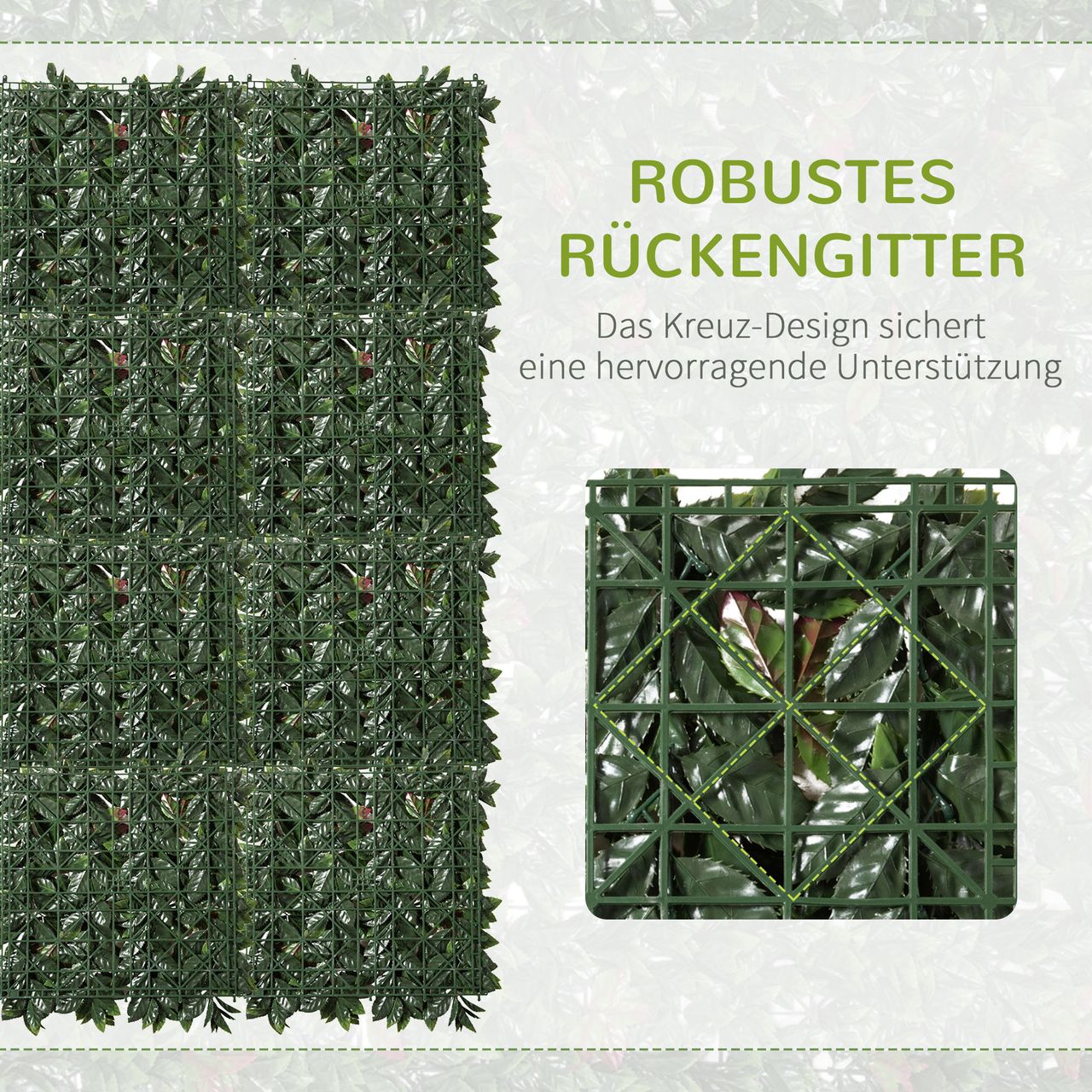 Outsunny 12 Stück künstliches Pflanzenwand Hecke 50x50