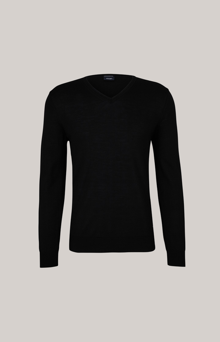 Merinowoll-Pullover Damien in Schwarz