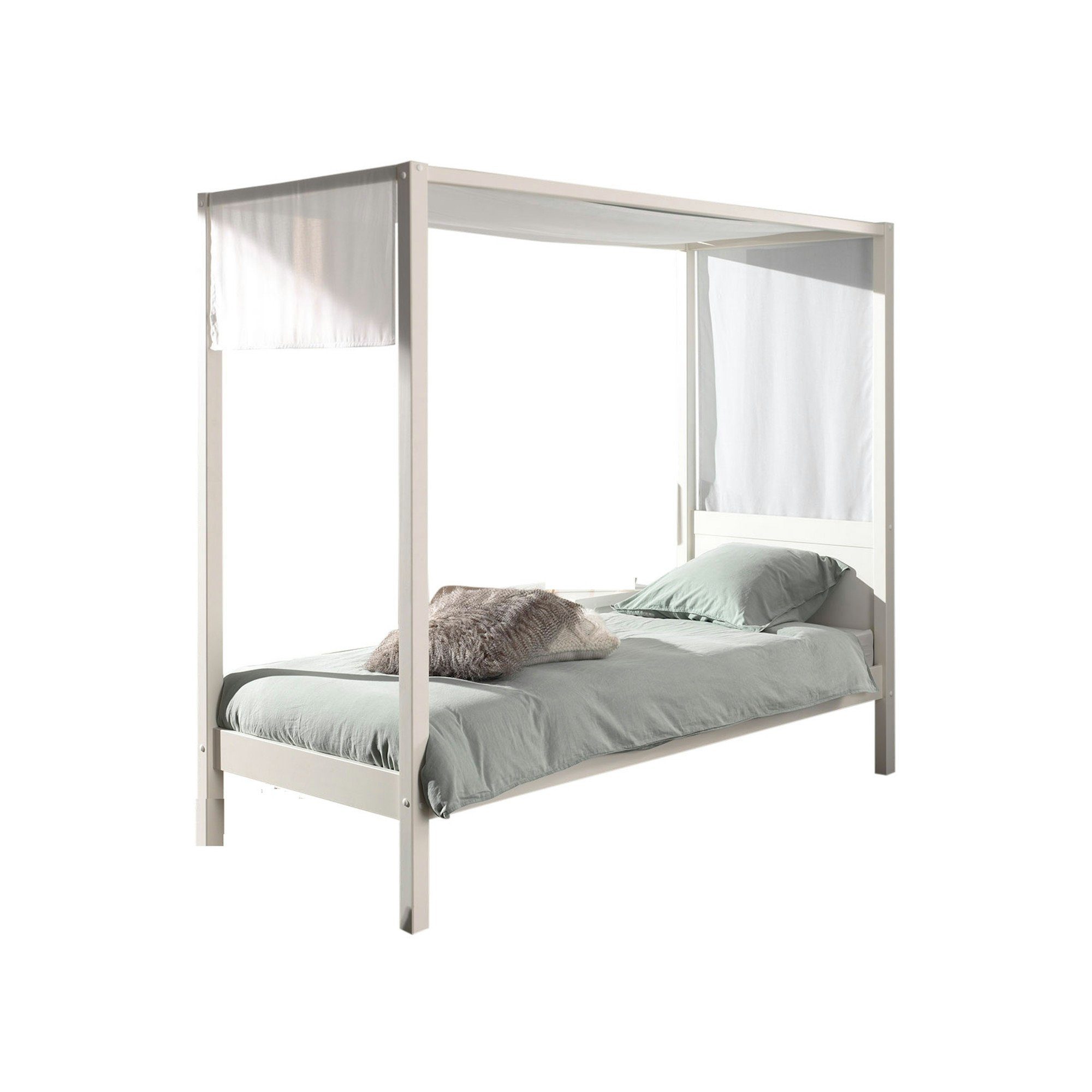 Kindermöbel 24 Himmelbett Alysa Kiefer massiv 90x200cm inkl. Rolllattenrost