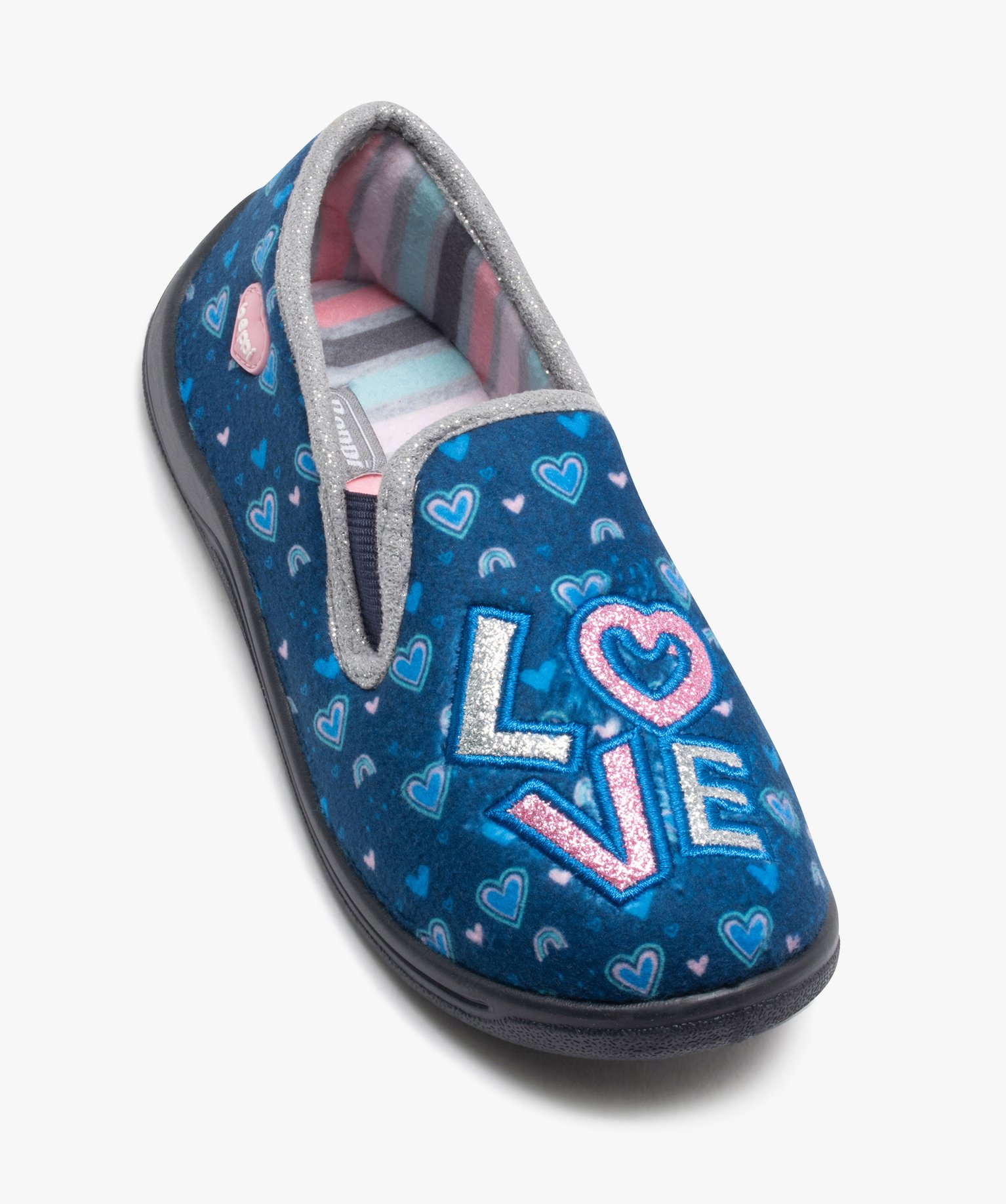 Chaussons fille pantoufles imprimées love - Beppi bleu | GEMO