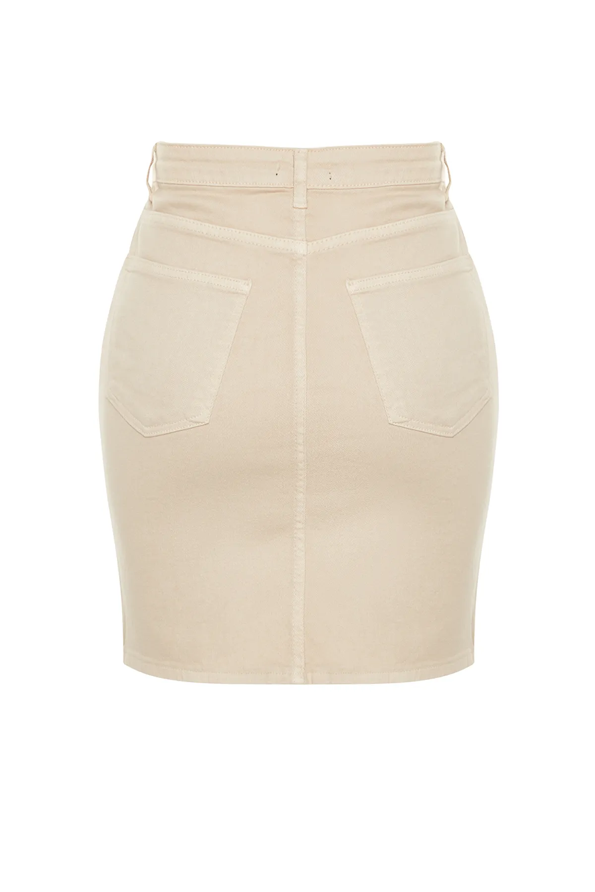 Trendyol Curve  Beigefarbener Jeansrock in A-Linie TBBAW24AZ00031