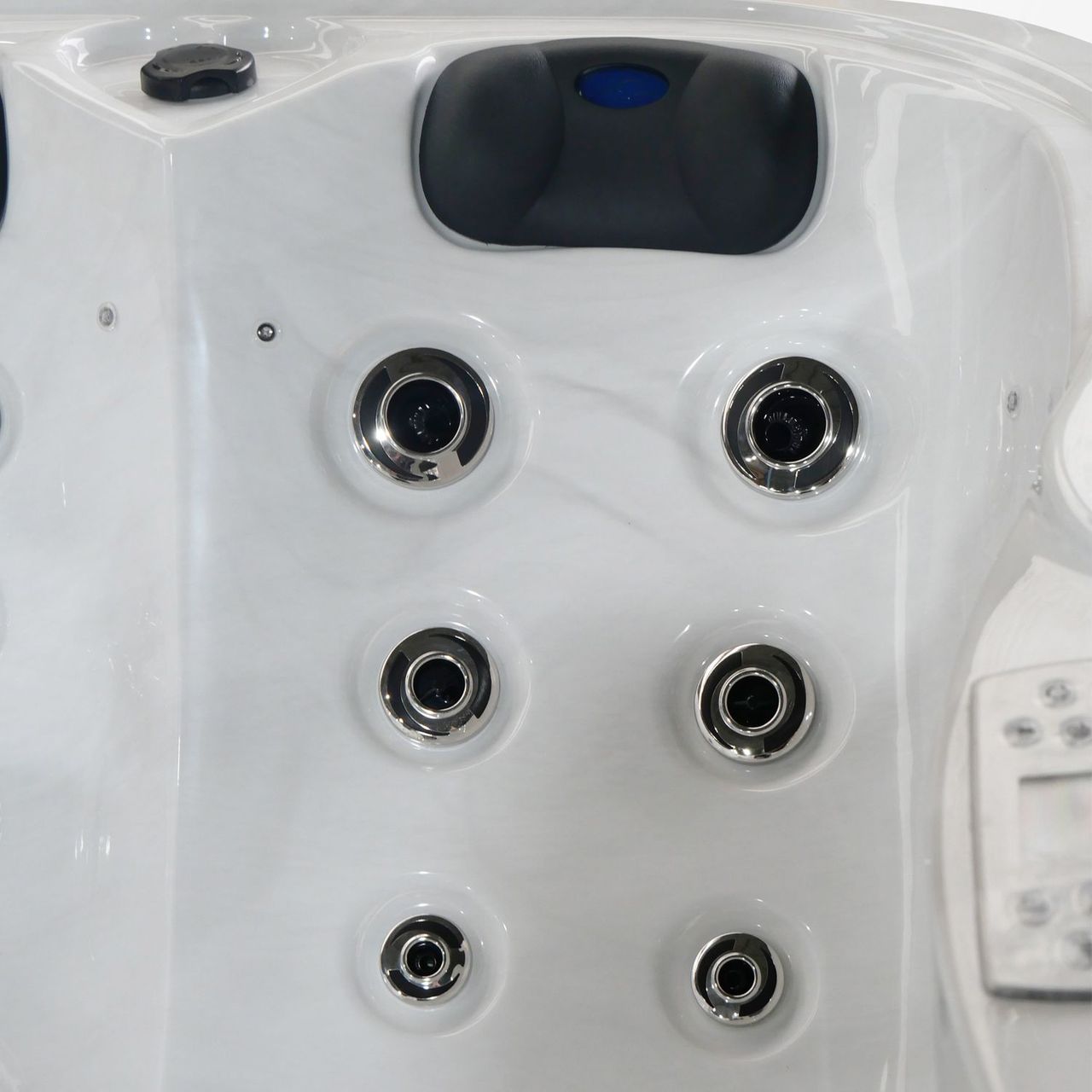 TroniTechnik Outdoor Whirlpool Spa TINO Weiß Silber Marmoriert 195cm x 127cm mit Heizung, Hydromassage, zwei Pumpen inkl. Thermoabdeckung