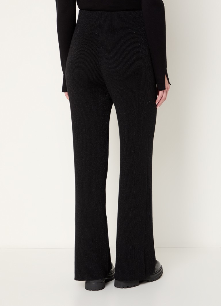 Pantaloni svasati a vita alta Benetton con lurex e texture a coste