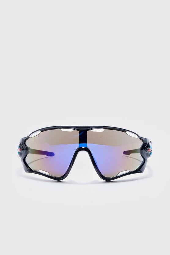 Racer-Sonnenbrille mit verspiegelten Gläsern