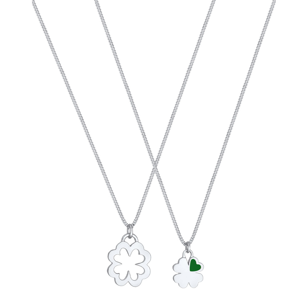 Elli Elli Collier Pendentif mère-enfant en argent sterling 925 plaqué or avec trèfle Bijoux