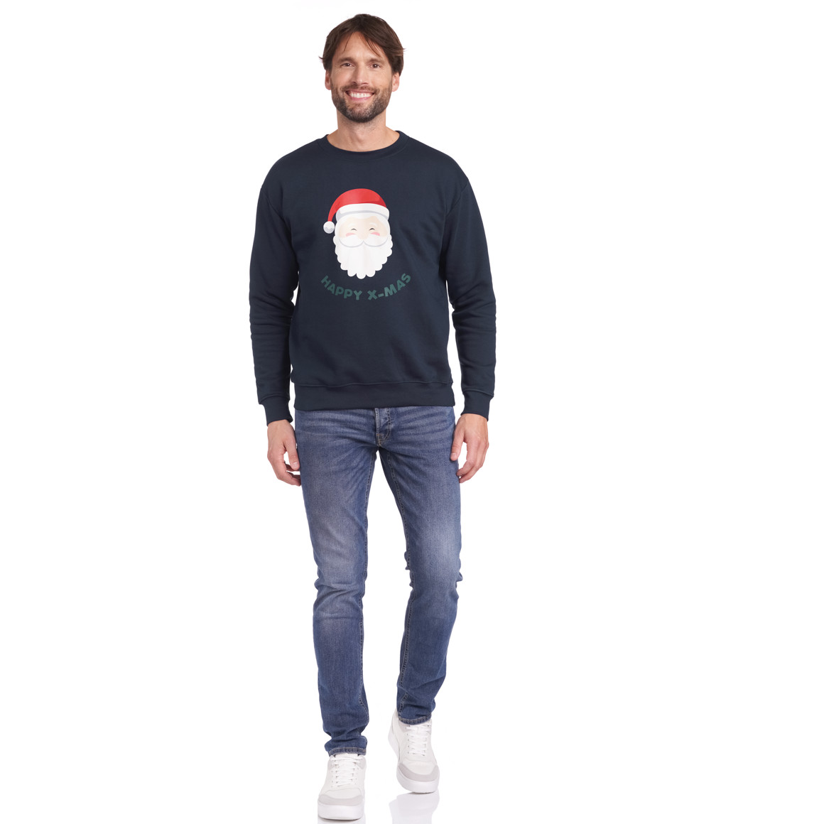 Herren Weihnachtssweatshirt mit Santa-Motiv