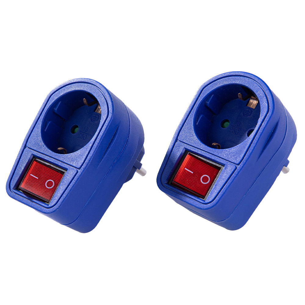 Powertec Electric Abschaltbarer Zwischenstecker - Blau, 2er-Set