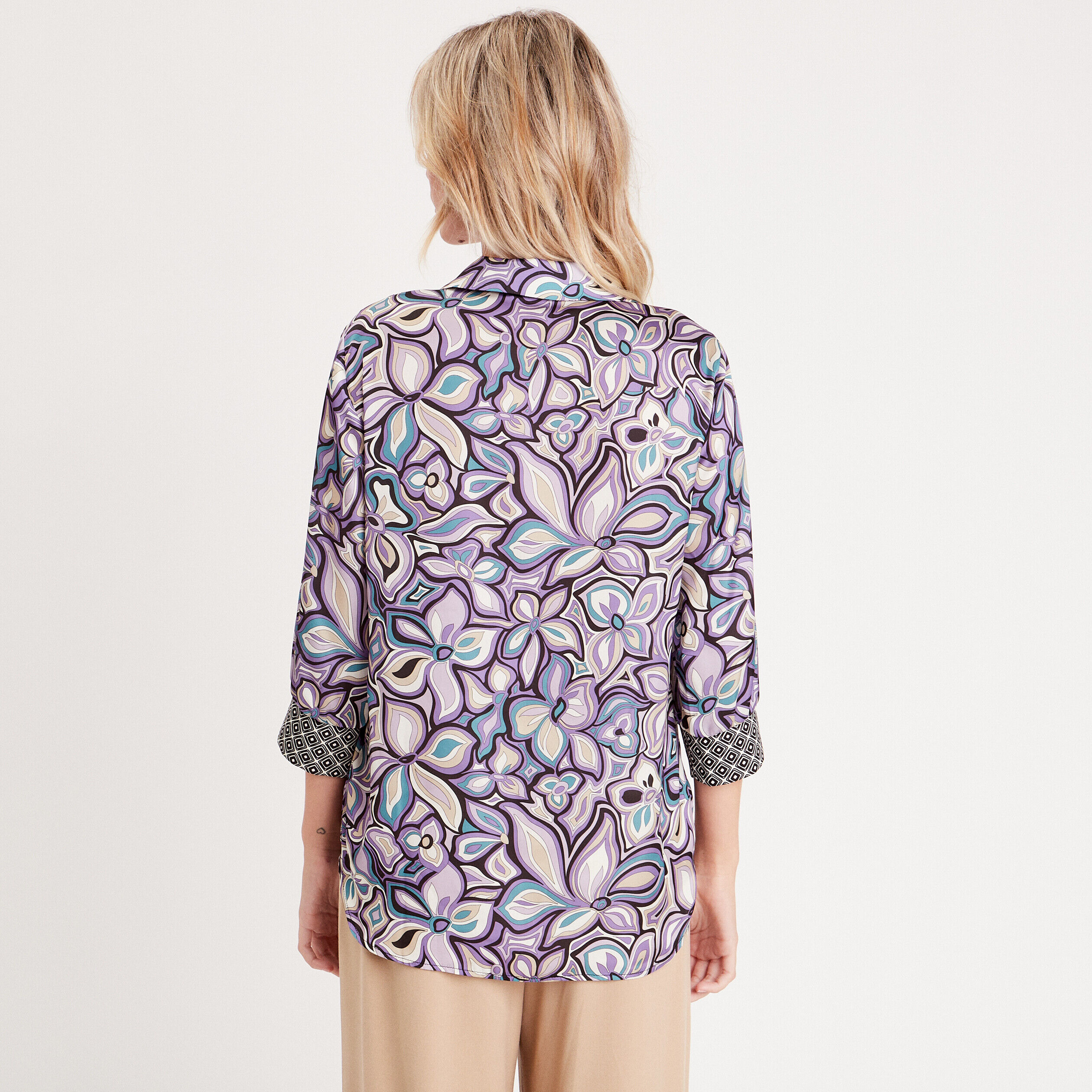 Chemise à manches longues mauve femme | Cache Cache