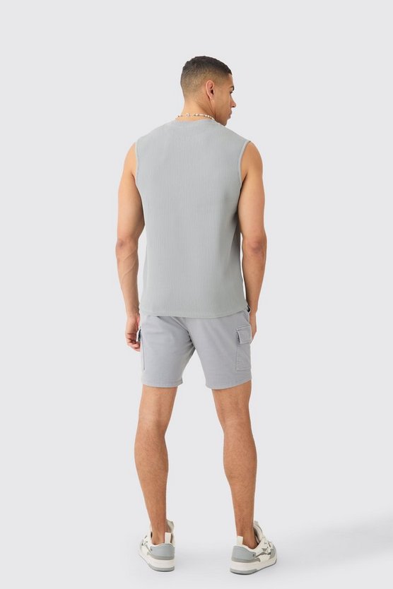 Graue Skinny Cargo-Shorts