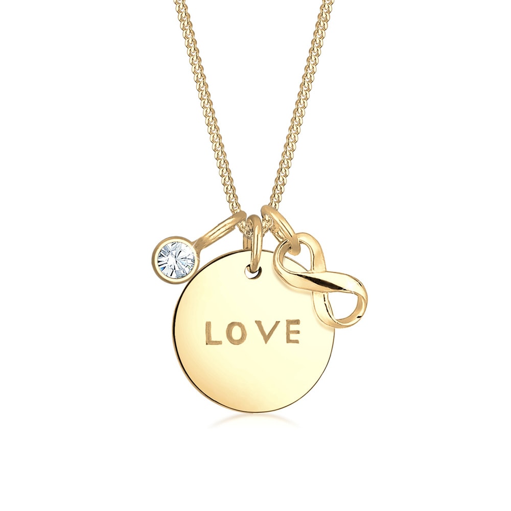 Elli Elli Collier Femme Pendentif Symbole Infinité Gravure Love  Cristal - (925/1000)  collier