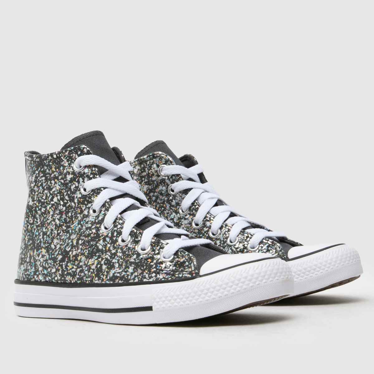Converse svarta multifärgade all star hi glitter flickor ungdomsskor