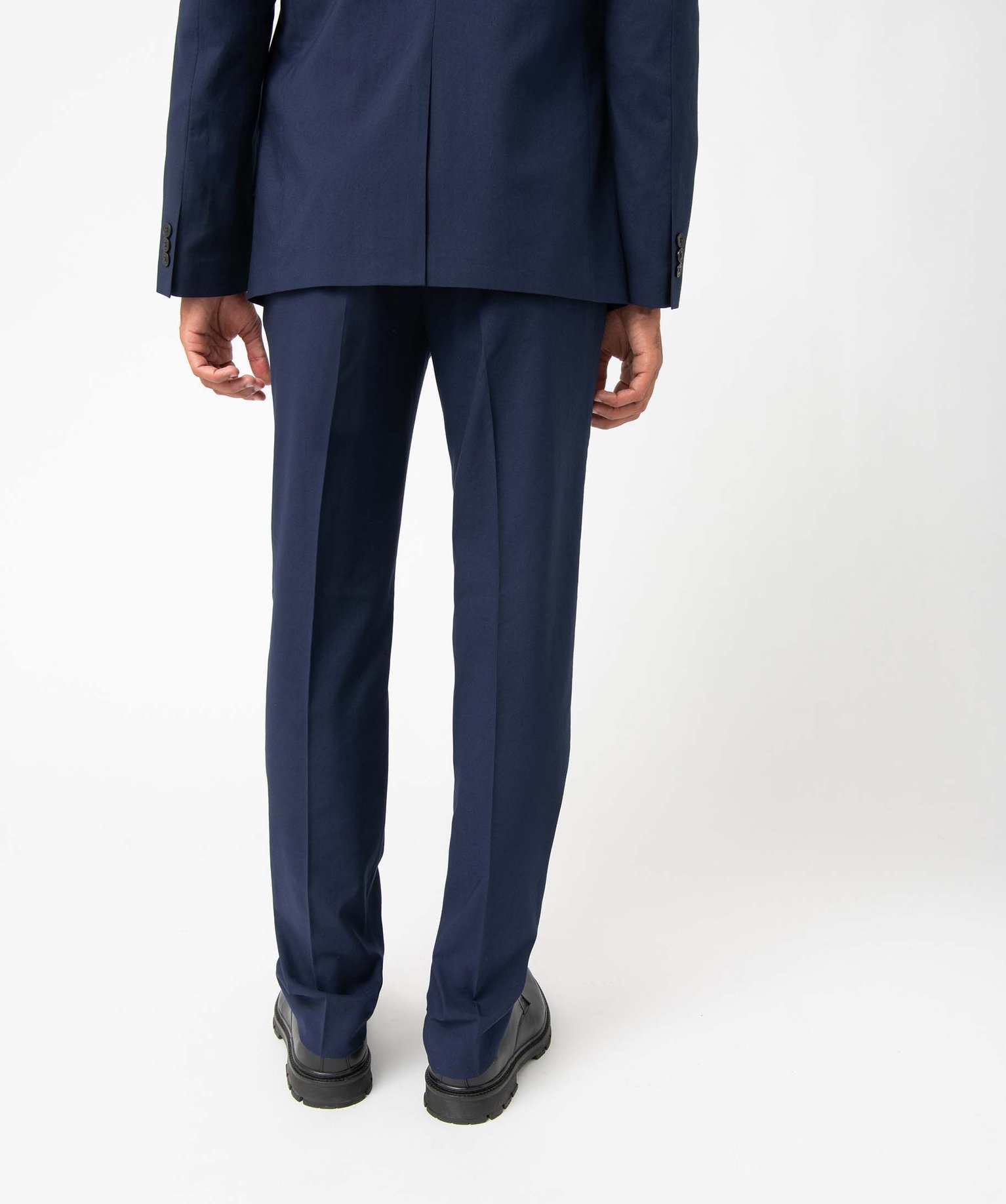 Pantalon de costume homme en toile coupe droite bleu fonce | GEMO