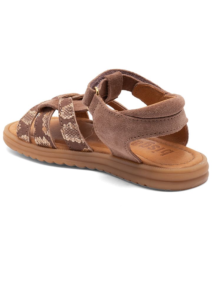 bisgaard Leder-Sandalen in Braun/ Gold günstig kaufen