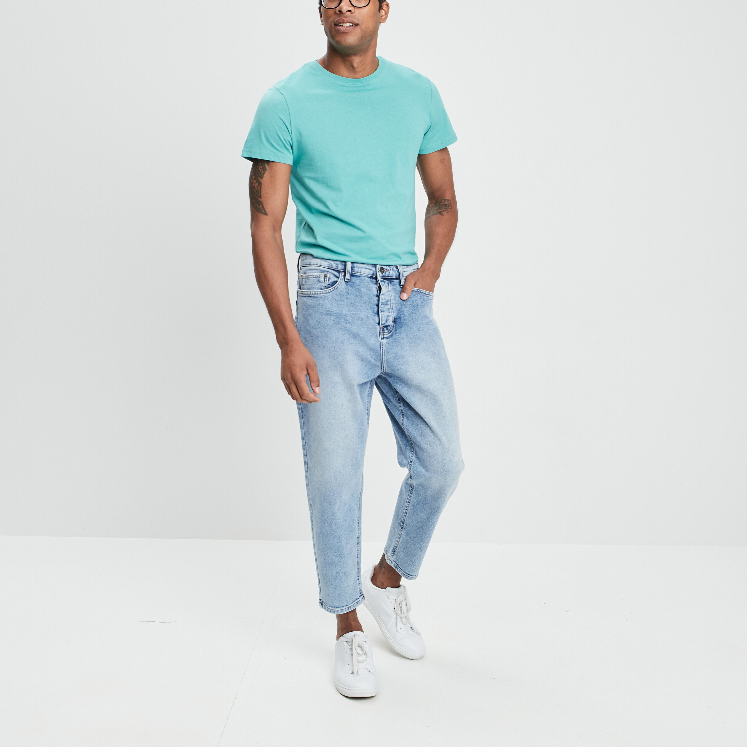 Jeans droit denim bleach homme | La Halle