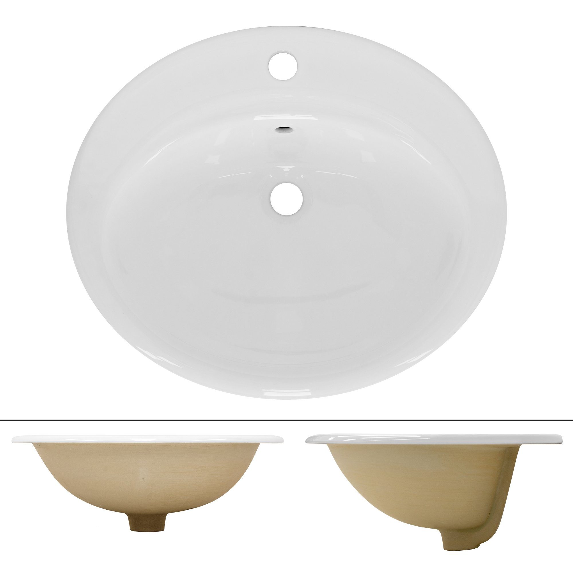 ML-DESIGN Waschbecken Waschbecken oval 57x195x485 cm Weiß aus Keramik ML-Design