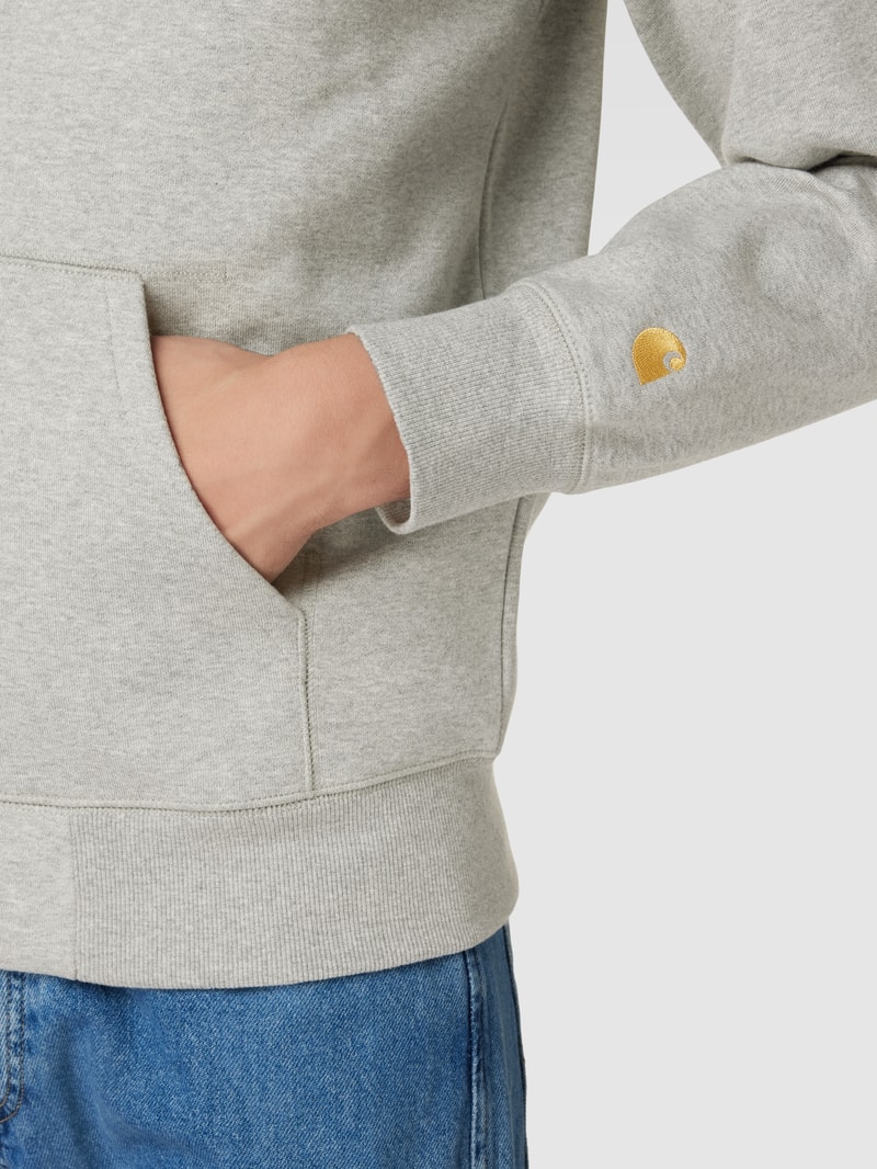 Sweatjacke mit Logo-Stitching Modell 'CHASE' in hellgrau meliert