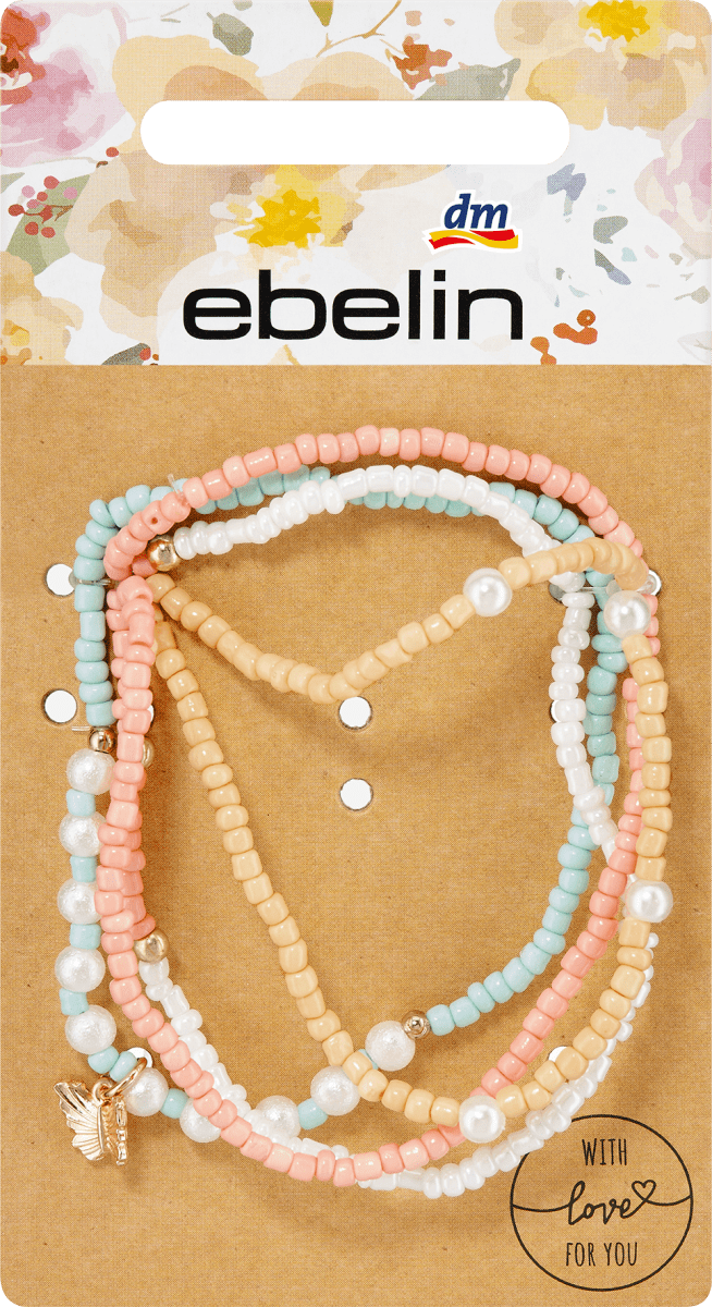Armbänder elastisch mit Perlen, 4 St