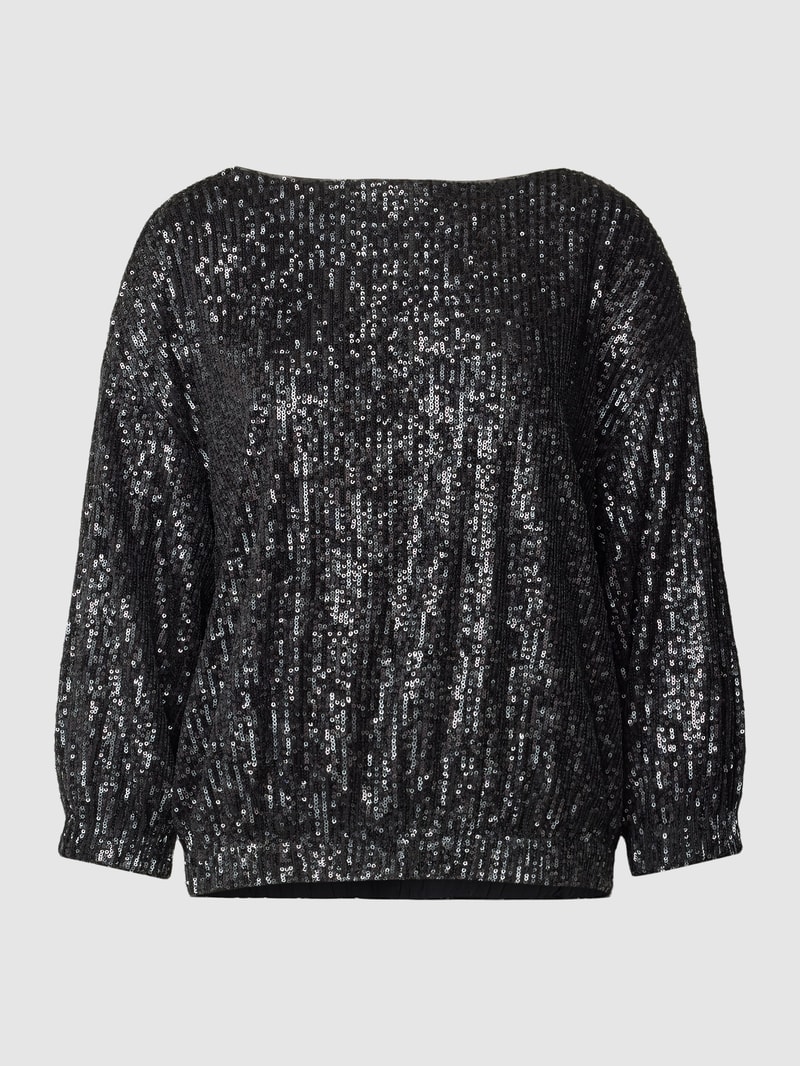 Bluse mit Paillettenbesatz in schwarz