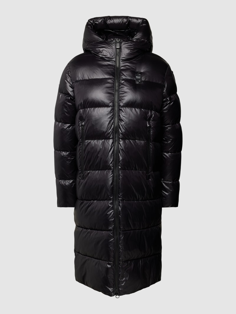 Steppmantel mit Kapuze in schwarz