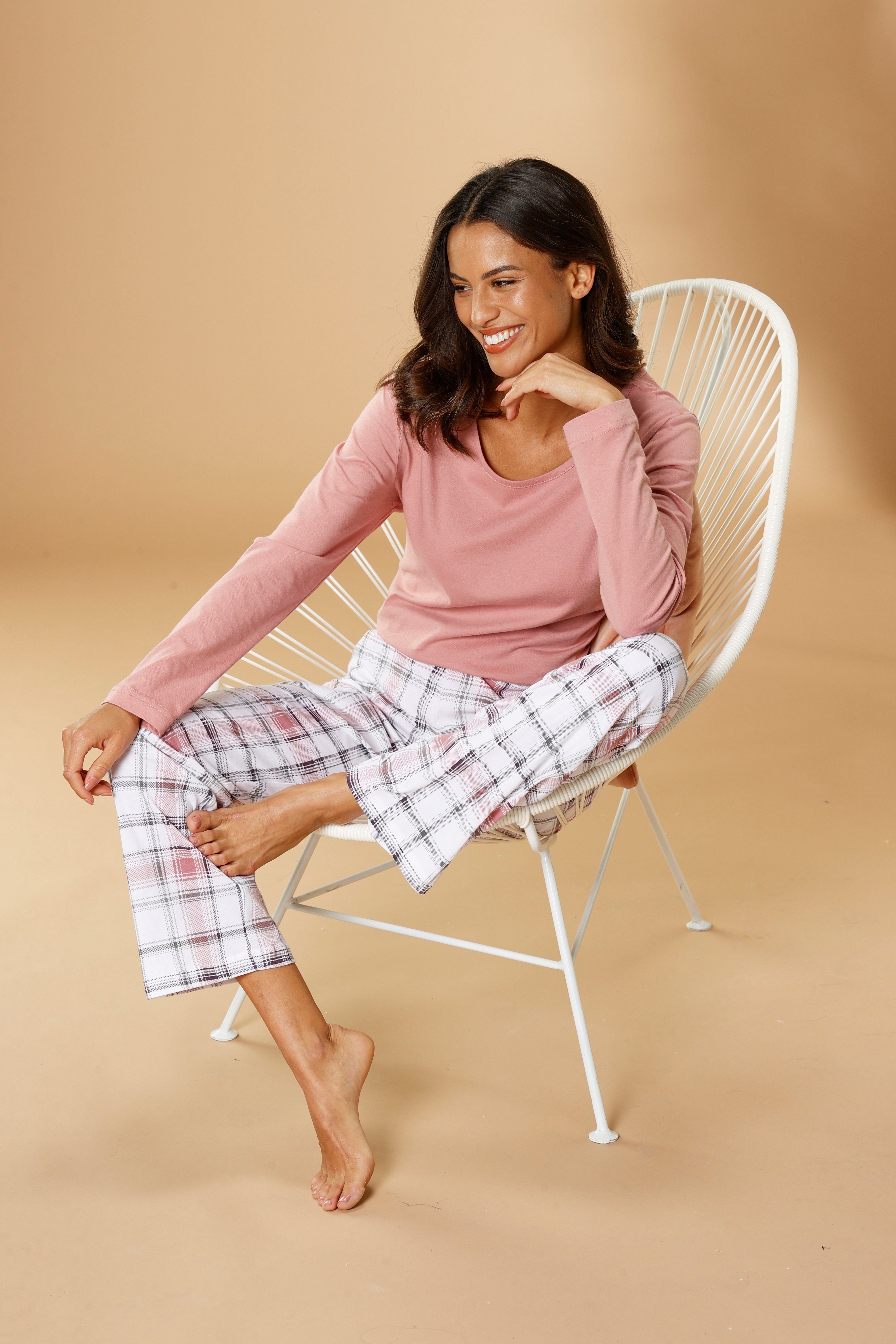 Arizona Pyjama (2 tlg., 1 Stück) mit Karo Muster