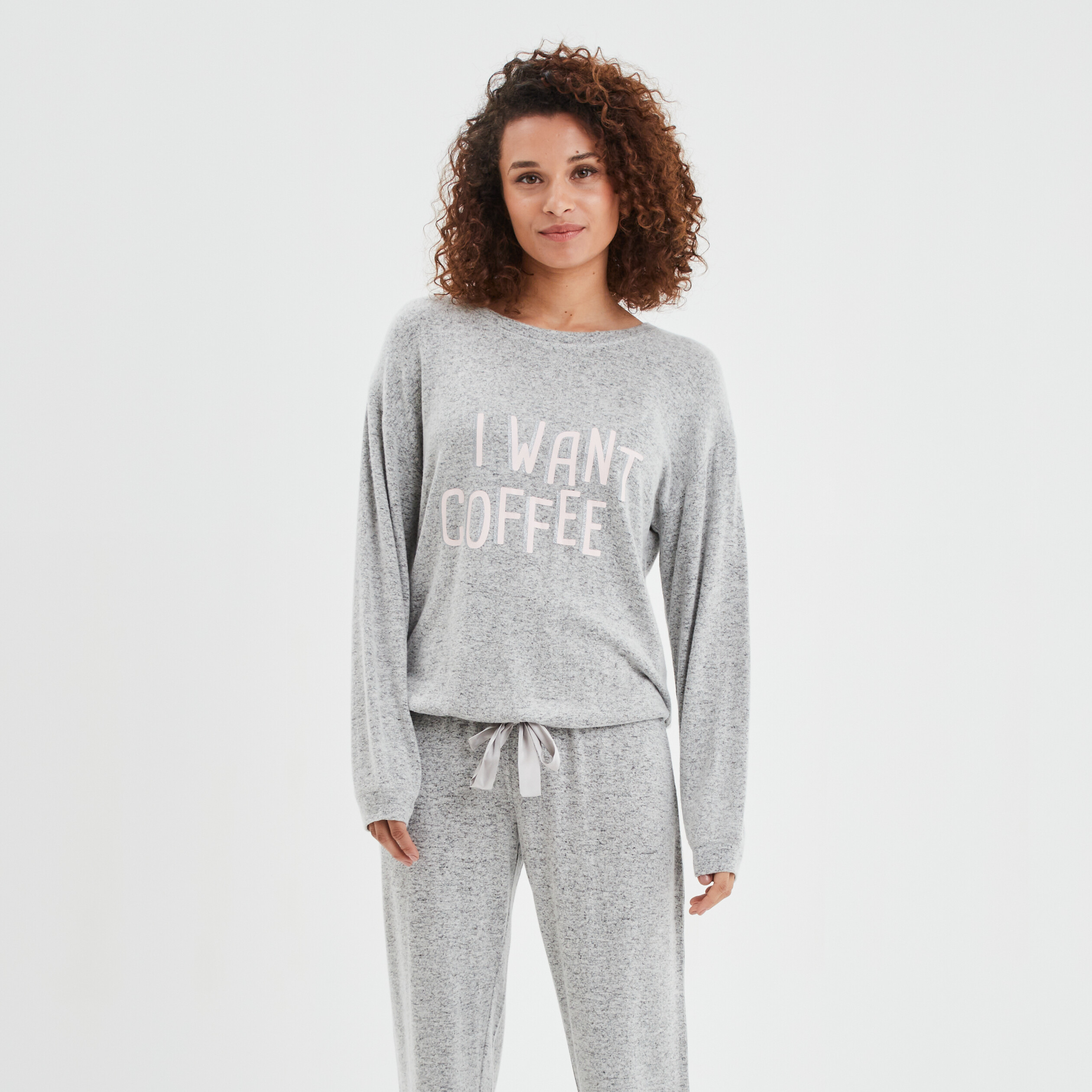 Ensemble pyjama pantalon 2 pièces gris clair femme | La Halle