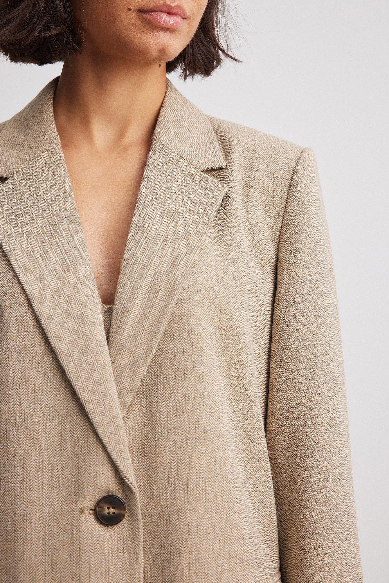 Blazer aus Wollmischung mit Fischgrätmuster
